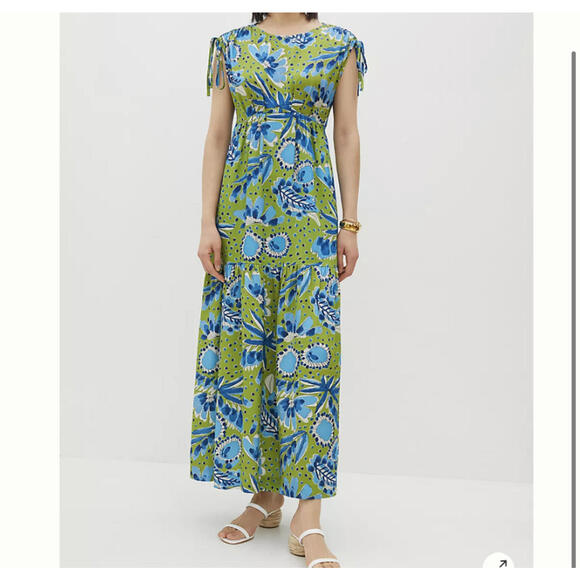 Anthropologie Dresses & Skirts - ANTHROPOLOGIE blue green floral maxi dress sz S
